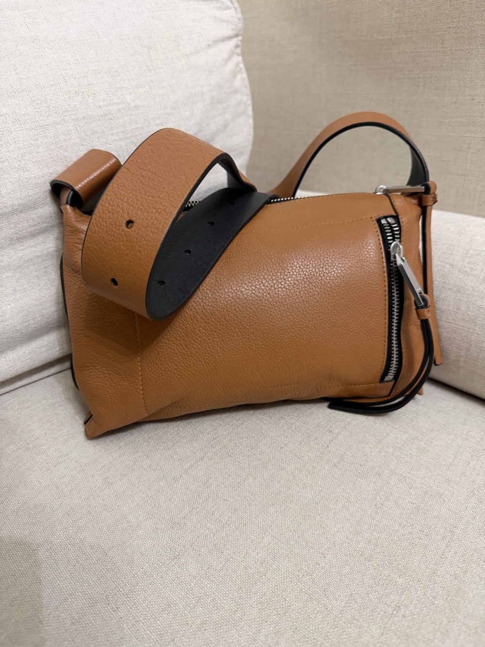 AllSaints Alba leather zip cross-body bag